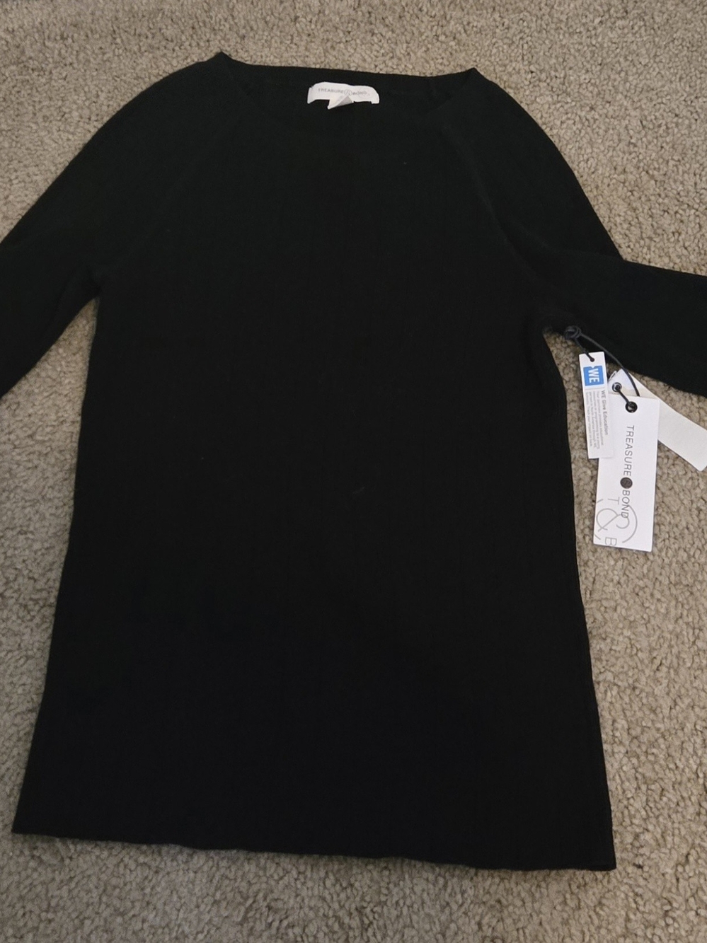 Treasure & Bond Women's Black Crewneck Sweater